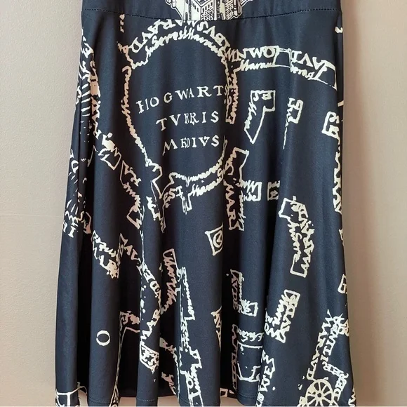 Harry Potter Women's Black Marauder's Map Fit & Flare Tank Dress Size Small - Picture 4 of 13